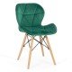 Velvet kitchen chair and wooden frame BUC 241V green