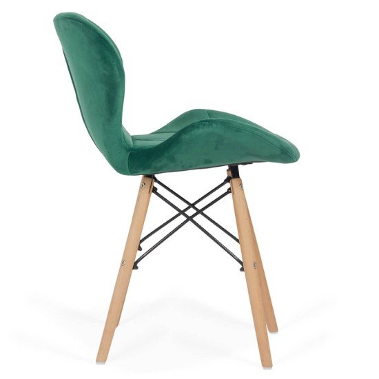 Velvet kitchen chair and wooden frame BUC 241V green