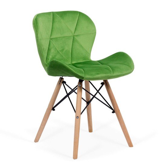 Velvet kitchen chair and wooden frame BUC 241V light green