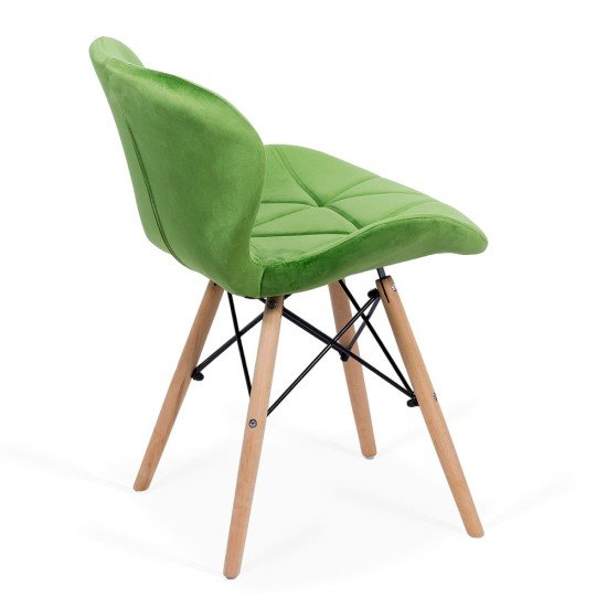 Velvet kitchen chair and wooden frame BUC 241V light green