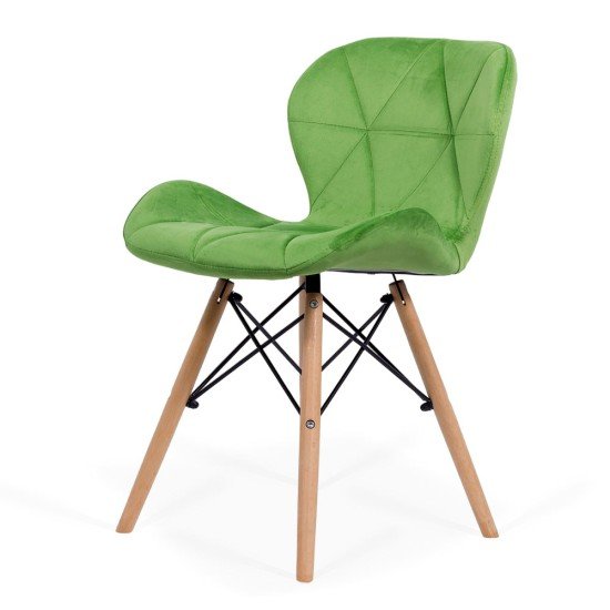 Velvet kitchen chair and wooden frame BUC 241V light green