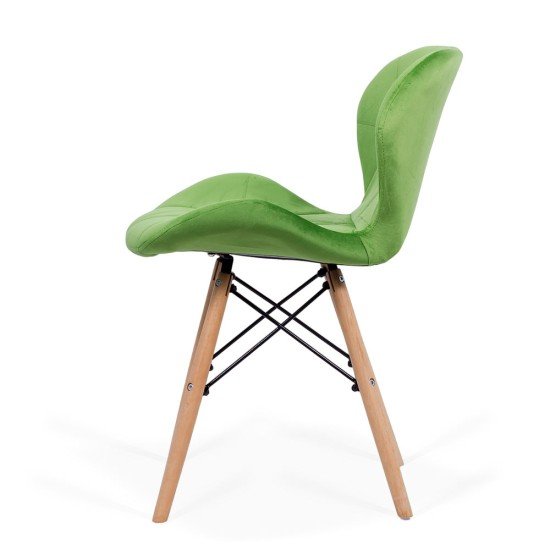 Velvet kitchen chair and wooden frame BUC 241V light green