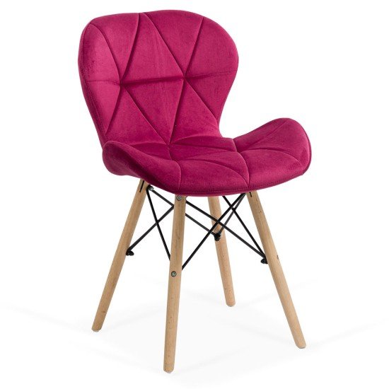 Velvet kitchen chair and wooden frame BUC 241V burgundy