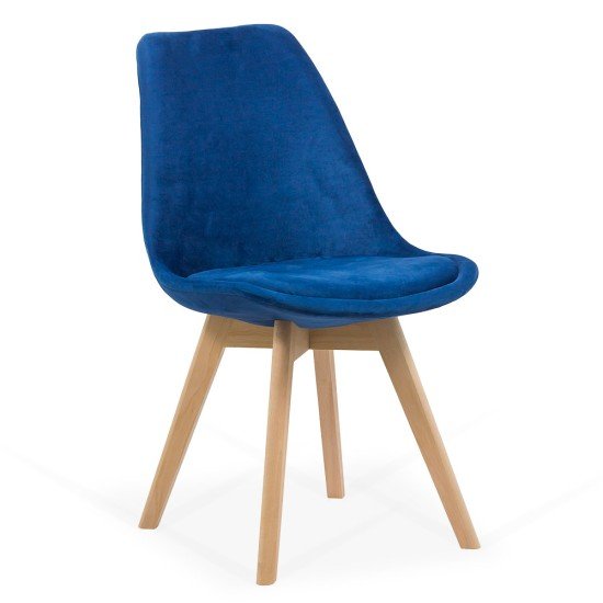 Velvet living room chair and wooden legs BUC 242V blue