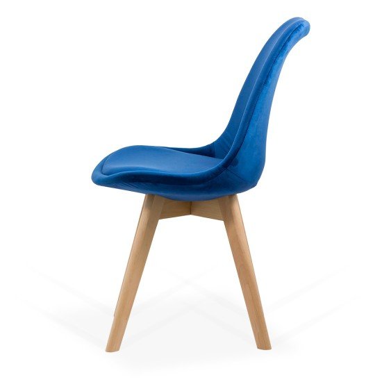 Velvet living room chair and wooden legs BUC 242V blue