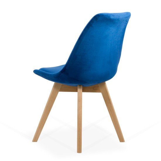 Velvet living room chair and wooden legs BUC 242V blue