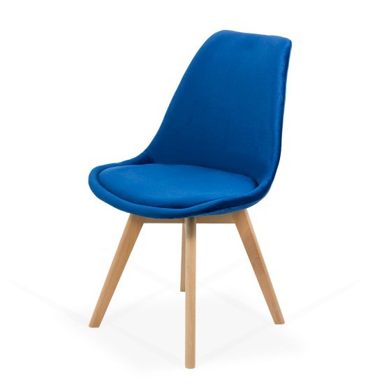 Velvet living room chair and wooden legs BUC 242V blue