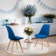 Scaun living din catifea si picioare lemn BUC 242V albastru