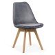 Velvet living room chair and wooden legs BUC 242V grey
