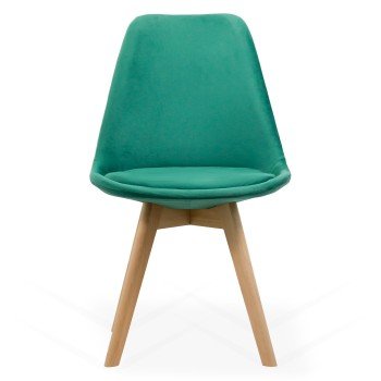 Scaun living din catifea si picioare lemn BUC 242V verde