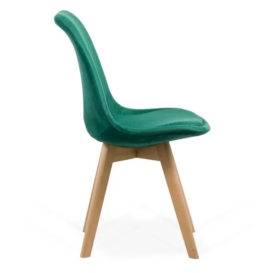 Scaun living din catifea si picioare lemn BUC 242V verde