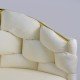 Scaun living crem BUC 251 din catifea cu cadru aurit și design împletit