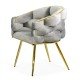 Light gray living room chair BUC 251 made of velvet with gold metal frame