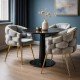 Light gray living room chair BUC 251 made of velvet with gold metal frame