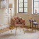 Scaun living roz BUC 251 din catifea cu picioare aurii cu aspect elegant