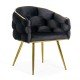 Black velvet living room chair BUC 251 with adjustable gold legs