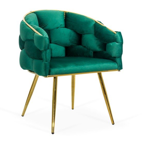 Scaun living verde BUC 251 din catifea cu piciorușe reglabile
