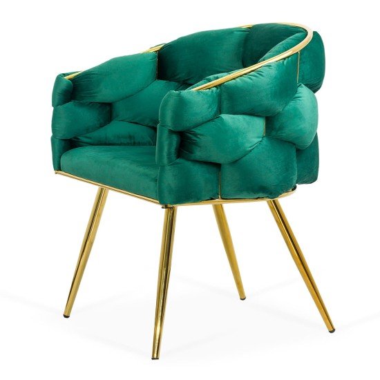 Scaun living verde BUC 251 din catifea cu piciorușe reglabile