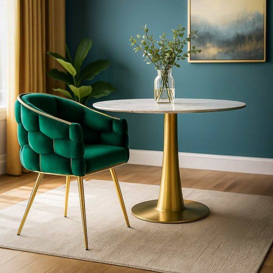 Scaun living verde BUC 251 din catifea cu piciorușe reglabile