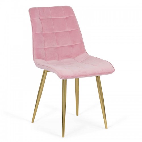 Scaun de bucatarie din catifea si cadru auriu BUC 252 roz scauneonline.ro