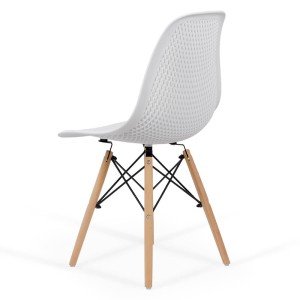 Modern plastic chair with beech wood legs BUC 254 white Modern plastic chair with beech wood legs BUC 254 white