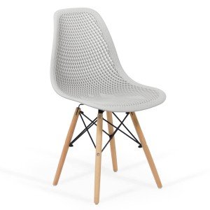 Modern plastic chair with beech wood legs BUC 254 gray Modern plastic chair with beech wood legs BUC 254 gray