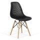 Modern plastic chair with beech wood legs BUC 254 black