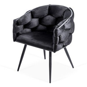 Scaune living din catifea cu cadru metalic BUC 256 negru