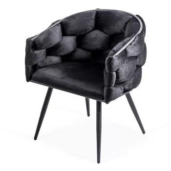 Scaune living din catifea cu cadru metalic BUC 256 negru