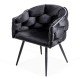 Scaun living negru din catifea cu brate și picioare metalice BUC 256
