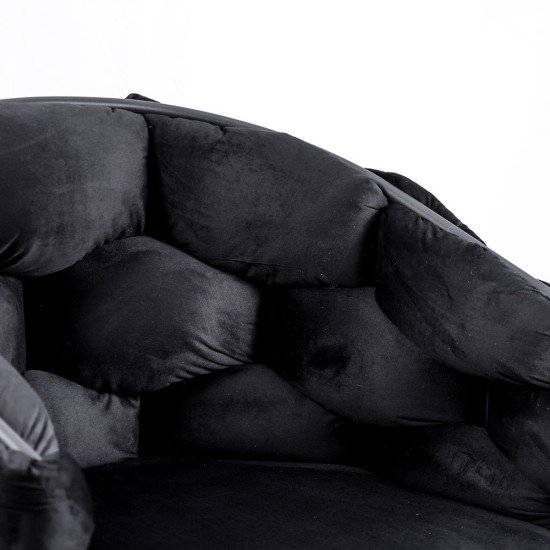 Scaun living negru din catifea cu brate și picioare metalice BUC 256