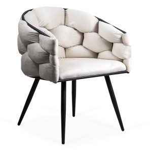 Scaune living din catifea cu picioare metalice BUC 256 crem