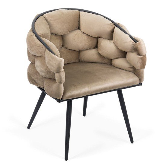 Modern velvet chair and metal frame BUC 256 beige Modern velvet chair and metal frame BUC 256 beige