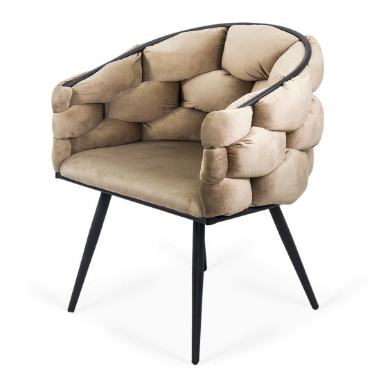 Modern velvet chair and metal frame BUC 256 beige Modern velvet chair and metal frame BUC 256 beige