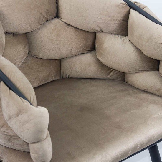 Modern velvet chair and metal frame BUC 256 beige Modern velvet chair and metal frame BUC 256 beige