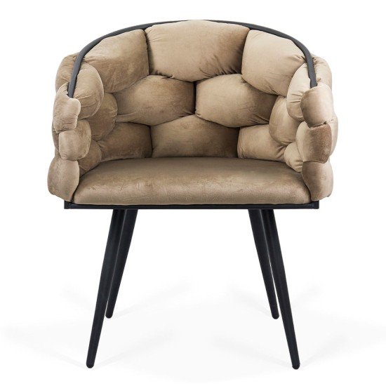 Modern velvet chair and metal frame BUC 256 beige Modern velvet chair and metal frame BUC 256 beige