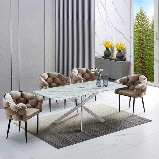 Modern velvet chair and metal frame BUC 256 beige