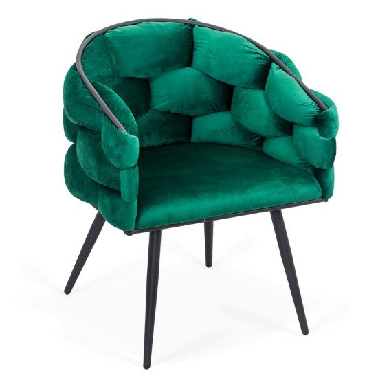 Modern velvet chair and metal frame BUC 256 green