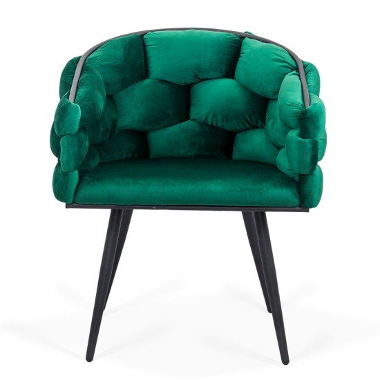 Modern velvet chair and metal frame BUC 256 green