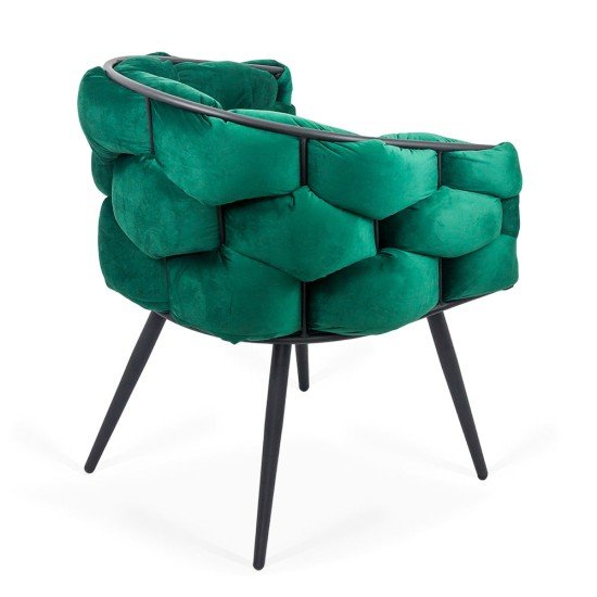 Modern velvet chair and metal frame BUC 256 green