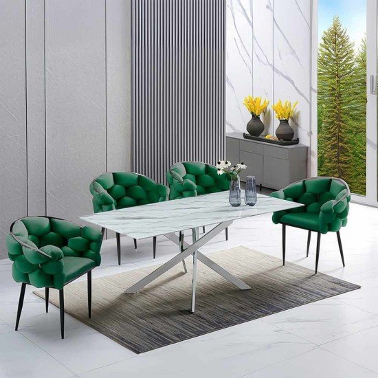 Modern velvet chair and metal frame BUC 256 green