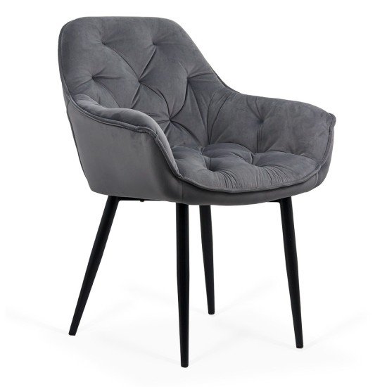 Velvet dining chair BUC 257 gray
