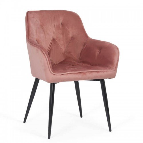Scaun dining din catifea buc 257 roz