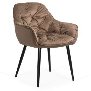 Scaun de dining catifea maro confortabil si elegant cu picioare metalice BUC 257