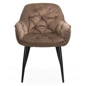 Scaun de dining catifea maro confortabil si elegant cu picioare metalice BUC 257