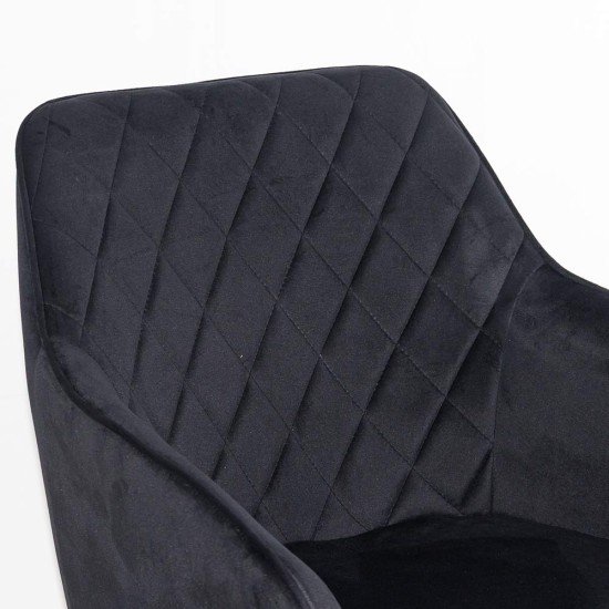 Scaun dining negru BUC 258 din catifea cu picioare metalice