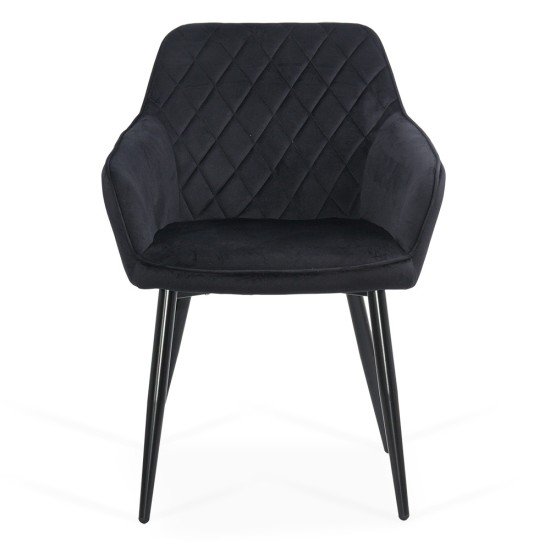 Scaun dining negru BUC 258 din catifea cu picioare metalice