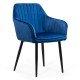 Velvet living room chair with black metal legs BUC 259 blue