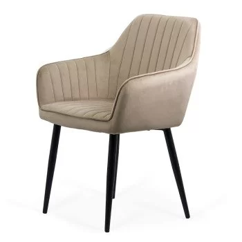 Scaun living din catifea cu picioare metalice negre BUC 259 bej