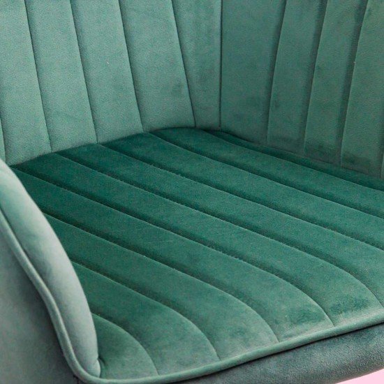 Scaun living din catifea cu picioare metalice negre BUC 259 verde